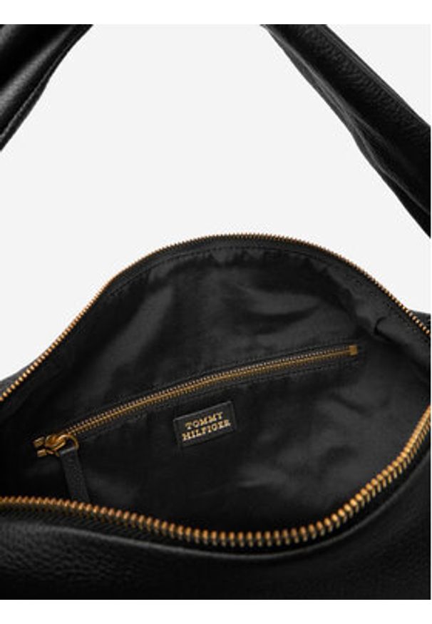 TOMMY HILFIGER - Tommy Hilfiger Torebka City Leather Hobo AW0AW18285 Czarny. Kolor: czarny. Materiał: skórzane
