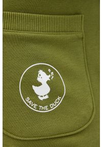 Save The Duck Spodnie kolor beżowy gładkie. Kolor: zielony. Materiał: dzianina. Wzór: gładki #7