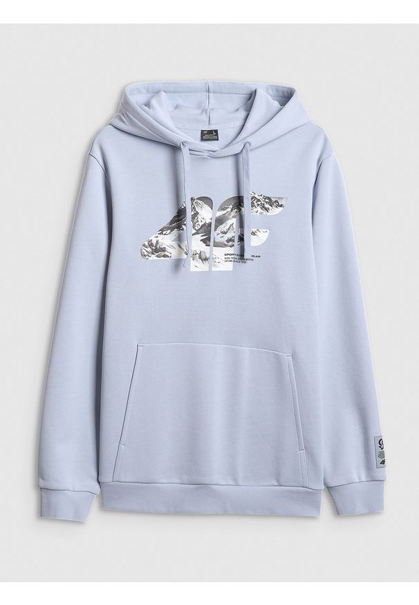 4f - 4F Bluza dresowa nierozpinana z kapturem męska - niebieska XL. Okazja: na co dzień. Typ kołnierza: kaptur. Kolor: niebieski. Materiał: dresówka. Styl: casual, klasyczny. Sport: fitness
