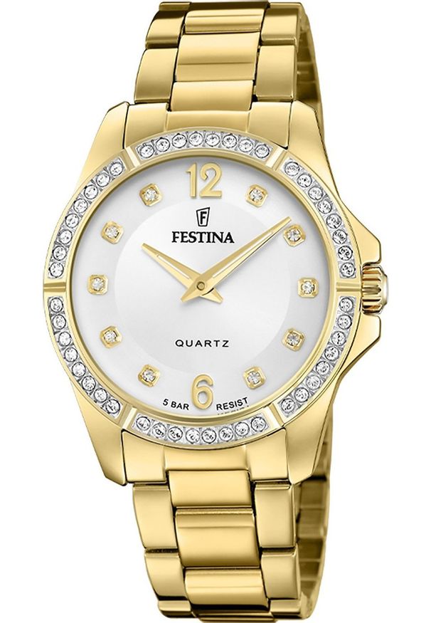 Zegarek Festina Zegarek damski Festina F20596-1 CYRKONIE złoty. Kolor: złoty