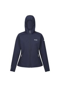 Softshell turystyczny damski Regatta Arec III z kapturem. Typ kołnierza: kaptur. Kolor: niebieski. Materiał: softshell. Sport: turystyka piesza #1