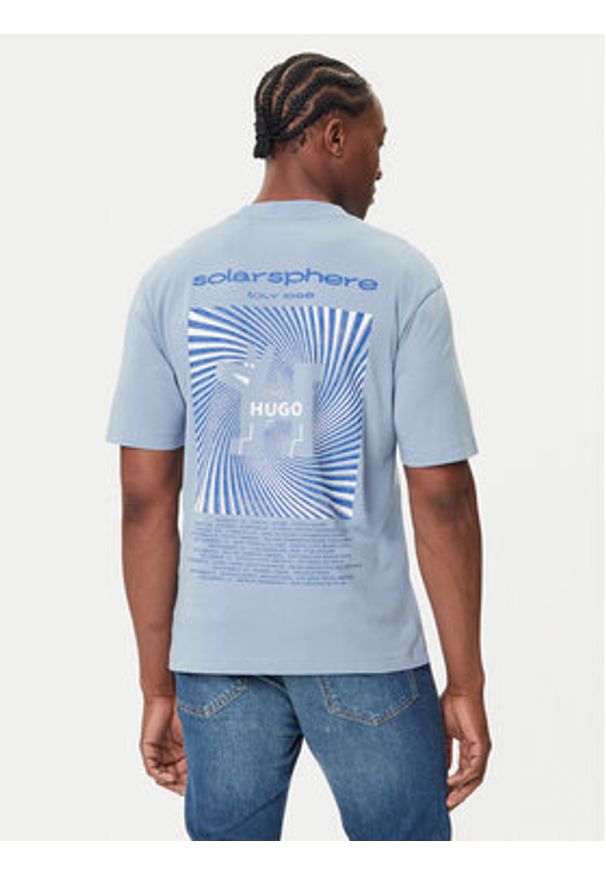 Hugo - HUGO T-Shirt Nedix 50543483 Błękitny Regular Fit. Kolor: niebieski. Materiał: bawełna