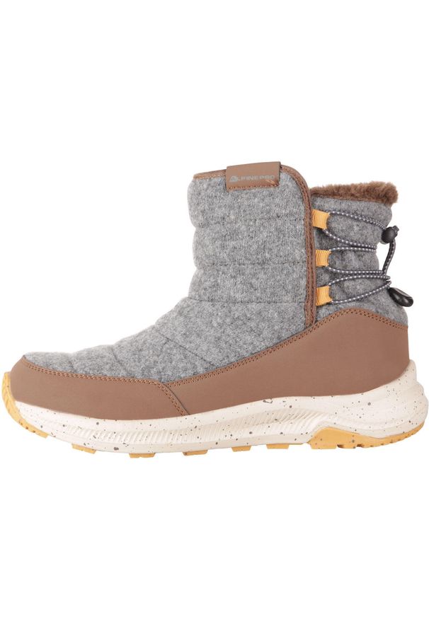 ALPINE PRO - Buty zimowe dla kobiet Alpine Pro Kemba - Wodoodporne i wygodne. Kolor: zielony. Materiał: wełna, syntetyk, materiał. Sezon: zima. Styl: elegancki
