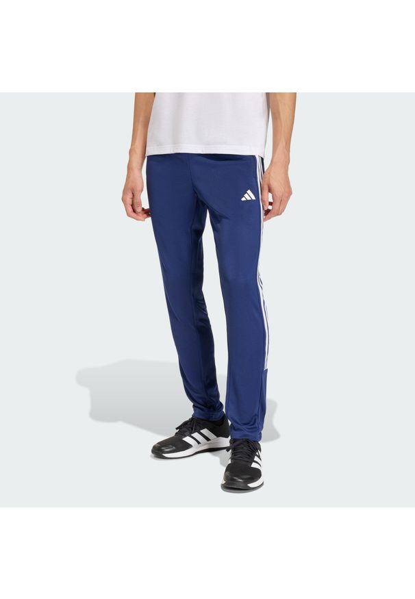 Adidas - Spodnie Dzianinowe Workout Essentials All-Set 3 Paski. Kolor: niebieski, wielokolorowy, biały. Materiał: dzianina. Technologia: ClimaCool (Adidas). Wzór: paski. Sport: fitness