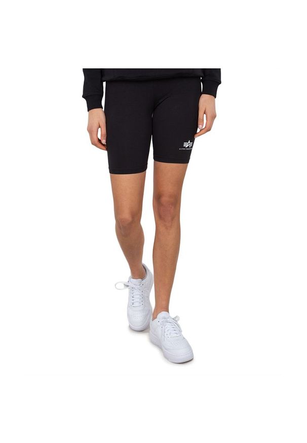 Spodenki Alpha Industries Basic Bike 11605203 - czarne. Kolor: czarny. Materiał: bawełna, materiał, elastan. Wzór: aplikacja. Sport: kolarstwo, fitness