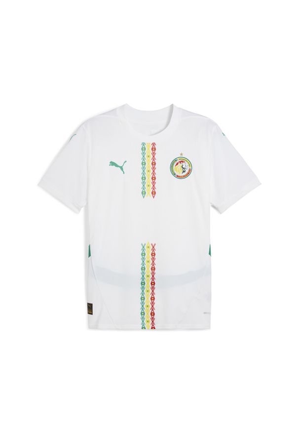 Puma - Męska koszulka domowa Senegal 2025 PUMA White Sport Green. Kolor: biały, zielony, wielokolorowy. Wzór: aplikacja