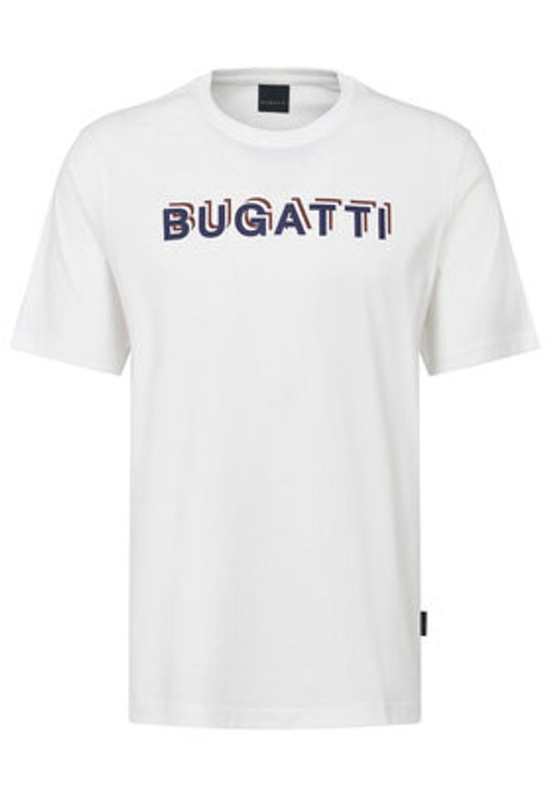 Bugatti T-Shirt 8350-75045C Biały Regular Fit. Kolor: biały. Materiał: bawełna