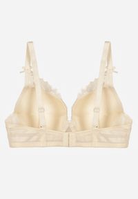 Renee - Jasnobeżowy Biustonosz Ozdobiony Koronką i Kokardkami Sellene. Kolor: beżowy. Materiał: koronka. Wzór: koronka, aplikacja #2