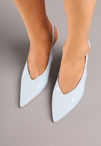 Renee - Niebieskie Czółenka Sandały Slingback Vices na Obcasie Typu Szpilka Tilionea. Okazja: na ślub cywilny, na wesele. Kolor: niebieski. Materiał: jeans. Obcas: na obcasie. Styl: elegancki. Wysokość obcasa: średni #4