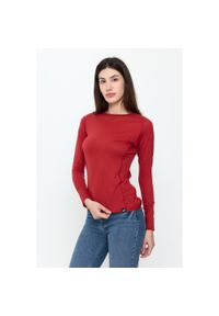 WOOLONA - Kona - Cienka Koszula z Długim Rękawem (100% Wełny Merino). Kolor: czerwony. Materiał: wełna. Długość rękawa: długi rękaw. Długość: długie. Sport: turystyka piesza #1