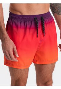 Ombre Clothing - Kąpielówki męskie efekt ombre - pomarańczowe V17 - Rozmiar: XL. Kolor: pomarańczowy. Materiał: poliester, materiał. Wzór: gładki #5