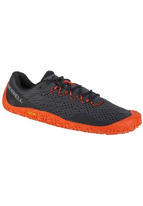 Buty do biegania męskie, Merrell Vapor Glove 6. Kolor: czarny, wielokolorowy, pomarańczowy. Materiał: materiał, syntetyk, tkanina, guma. Sport: bieganie