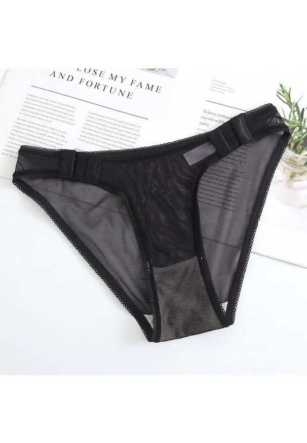 Intica - Tangi z niskim stanem z lekkiego materiału Maiki. Stan: obniżony. Kolor: czarny. Materiał: materiał