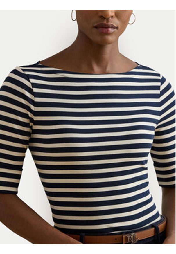 Lauren Ralph Lauren - LAUREN RALPH LAUREN Bluzka 200980041002 Biały Slim Fit. Kolor: biały. Materiał: bawełna