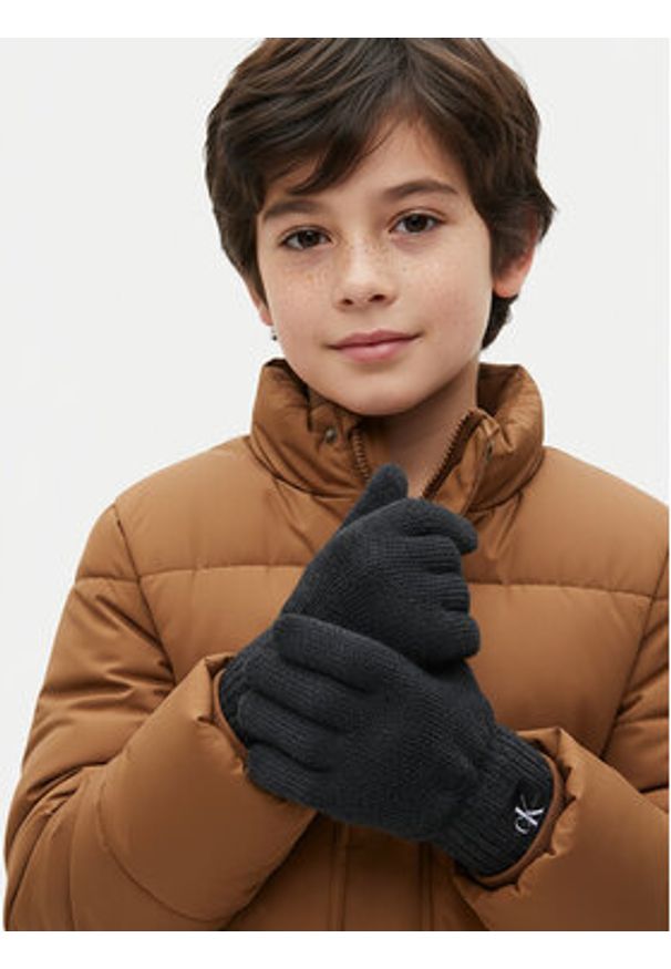 Calvin Klein Jeans Rękawiczki dziecięce Monogram IU0IU00525 Czarny. Kolor: czarny. Materiał: akryl