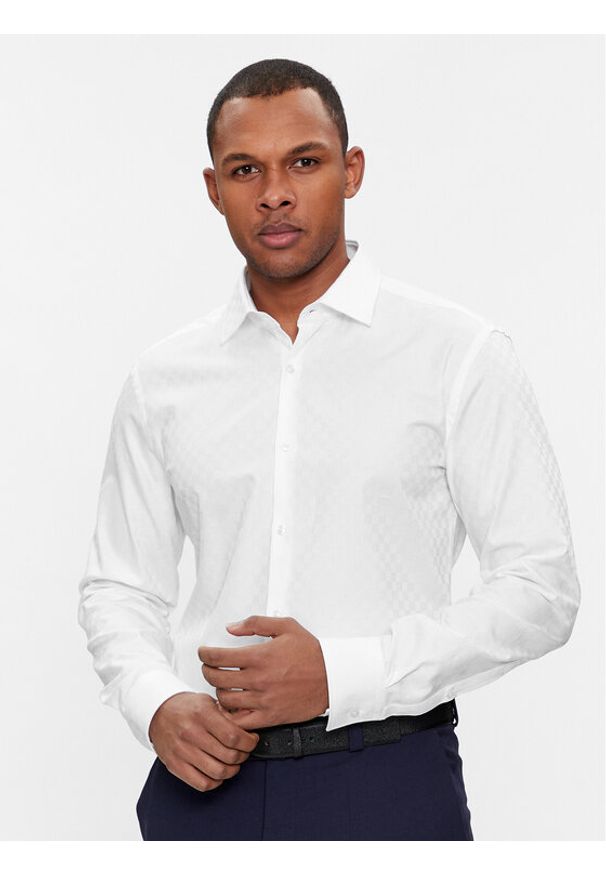 Hugo Koszula Kenno 50508316 Biały Slim Fit. Kolor: biały. Materiał: bawełna