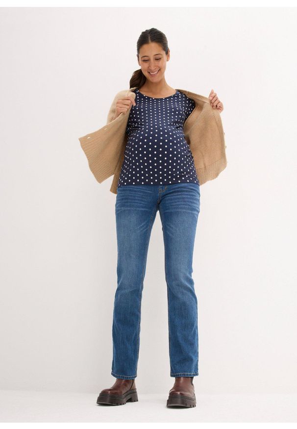 bonprix - Shirt ciążowy (2 szt.), bawełna organiczna. Kolekcja: moda ciążowa. Kolor: biały. Materiał: bawełna. Długość rękawa: krótki rękaw. Długość: krótkie