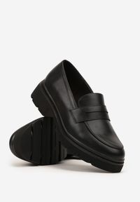Renee - Czarne Mokasyny na Platformie z Tłoczeniem Celtellie. Okazja: na co dzień. Kolor: czarny. Materiał: jeans, skóra. Obcas: na platformie. Styl: casual #6