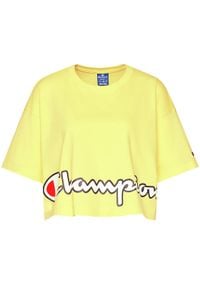 Champion T-Shirt Cropped Script Logo Print Boxy 112655 Żółty Oversize. Kolor: żółty. Wzór: nadruk #5