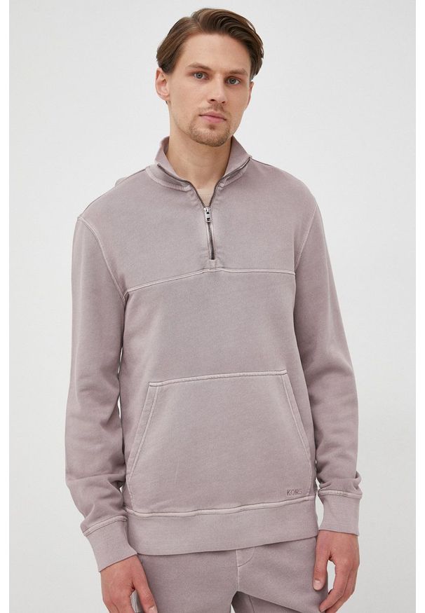 Michael Kors bluza bawełniana męska kolor fioletowy gładka. Okazja: na co dzień. Kolor: fioletowy. Materiał: bawełna. Długość: krótkie. Wzór: gładki. Styl: casual