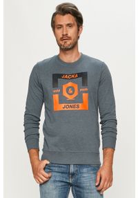 Jack & Jones - Bluza. Okazja: na co dzień. Typ kołnierza: bez kaptura. Kolor: niebieski. Materiał: bawełna, wiskoza, dzianina. Wzór: nadruk. Styl: casual #1