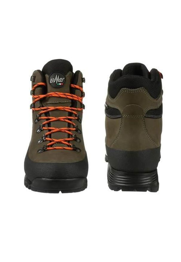 LOMER - Buty trekkingowe męskie Lomer Bormio Pro Stx. Wysokość cholewki: za kostkę. Zapięcie: sznurówki. Kolor: zielony. Materiał: guma, syntetyk, skóra, materiał. Szerokość cholewki: normalna. Sport: turystyka piesza