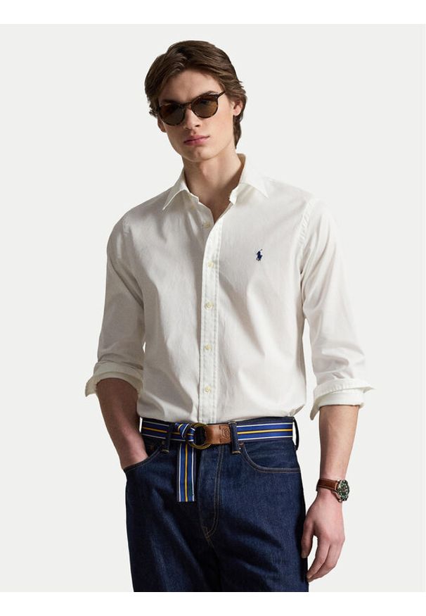 Polo Ralph Lauren Koszula 710B20512003 Biały Custom Fit. Typ kołnierza: polo. Kolor: biały. Materiał: bawełna