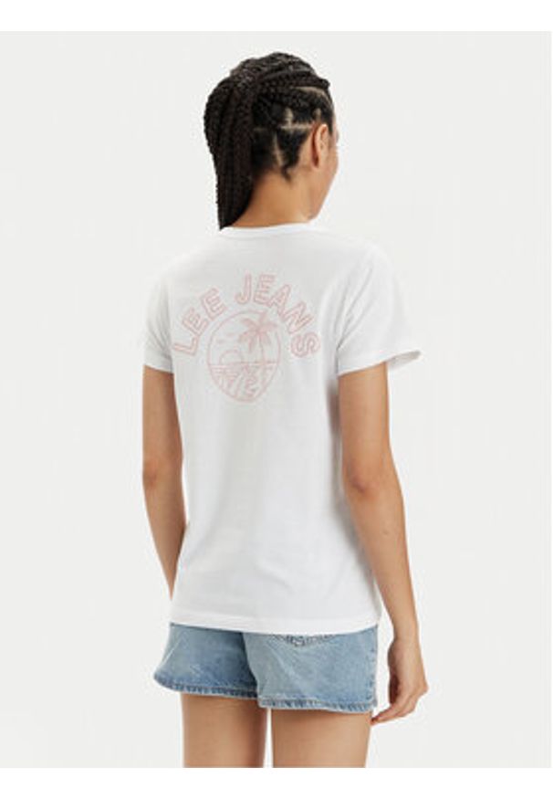 Lee T-Shirt 112350224 Biały Slim Fit. Kolor: biały. Materiał: bawełna