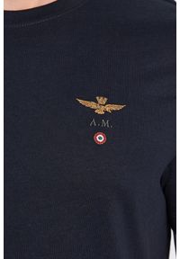 Aeronautica Militare - AERONAUTICA MILITARE Granatowy bawełniany męski t-shirt, Rozmiar XXL. Okazja: na co dzień. Kolor: niebieski. Materiał: bawełna. Styl: casual, klasyczny #5