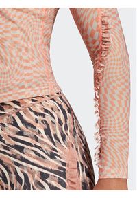 Adidas - adidas Bluzka Print Clash Long Sleeve Yoga Long-sleeve Top HT7324 Brązowy. Kolor: brązowy. Materiał: syntetyk. Długość rękawa: długi rękaw. Wzór: nadruk #6