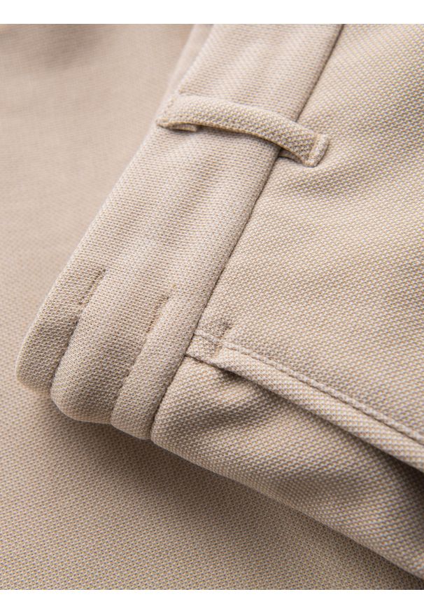 Ombre Clothing - Męskie krótkie spodenki SLIM FIT z melanżowej strukturalnej dzianiny – piaskowe V3 - Rozmiar: M. Materiał: dzianina. Długość: krótkie. Wzór: melanż. Styl: wakacyjny