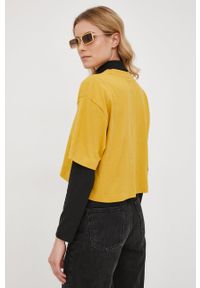 HUF T-shirt bawełniany kolor żółty. Kolor: żółty. Materiał: bawełna. Wzór: nadruk #5