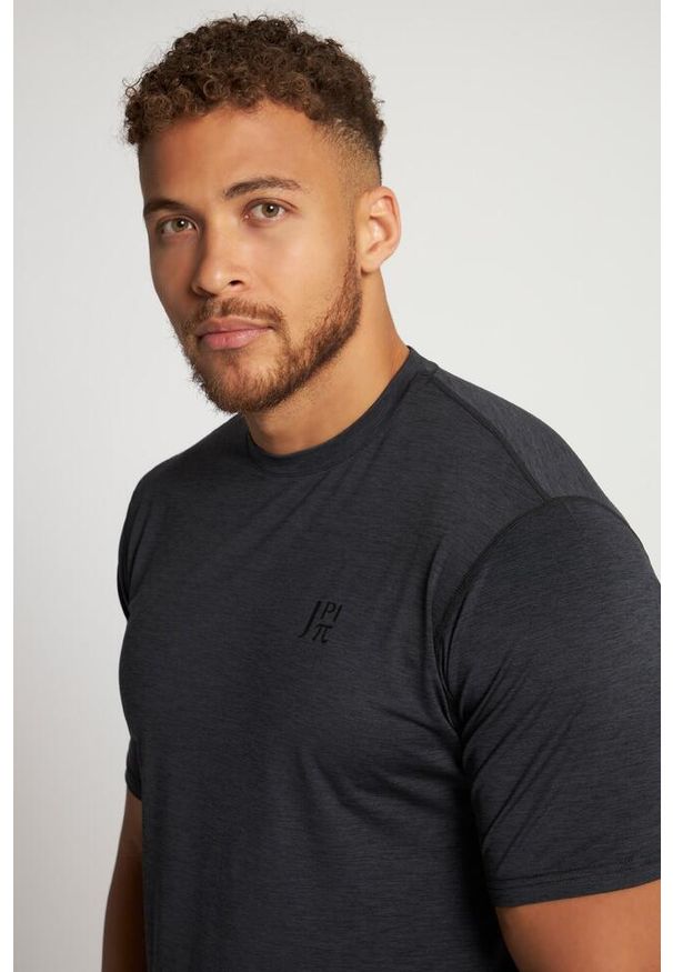 JAY-PI - Męski T-shirt QuickDry Odzież fitness krótki rękaw. Kolekcja: plus size. Kolor: szary. Materiał: elastan, poliester, materiał. Długość rękawa: krótki rękaw. Długość: krótkie. Sport: fitness
