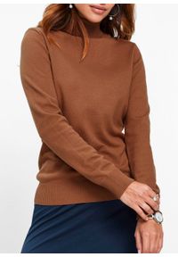 Sweter z golfem bonprix kasztanowy brąz. Typ kołnierza: golf. Kolor: brązowy #3
