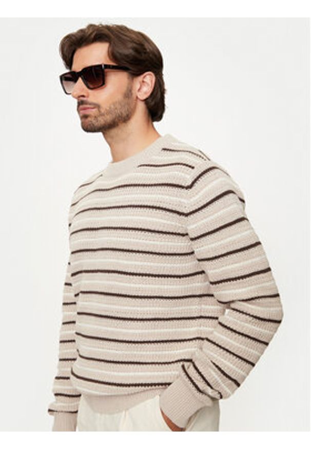 Jack & Jones - Jack&Jones Sweter Bronx 12264080 Beżowy Regular Fit. Kolor: beżowy. Materiał: syntetyk