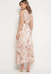 Born2be - Beżowa Kopertowa Sukienka z Wiskozą z Wiązanym Paskiem Nativire. Okazja: na co dzień. Typ kołnierza: dekolt w serek. Kolor: beżowy. Materiał: wiskoza. Typ sukienki: kopertowe. Styl: klasyczny, casual, elegancki #4