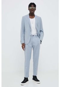 Drykorn marynarka z domieszką wełny Irving_Sk kolor niebieski. Kolor: niebieski. Materiał: wełna. Styl: klasyczny #3
