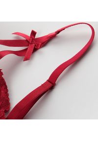 Intica - Biustonosz push-up z koronką i majtki komplet bielizny Dujka. Kolor: czerwony. Materiał: koronka. Wzór: koronka #5