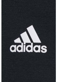 Adidas - adidas legginsy damskie kolor czarny z aplikacją. Stan: podwyższony. Kolor: czarny. Materiał: materiał, bawełna, dzianina. Wzór: aplikacja