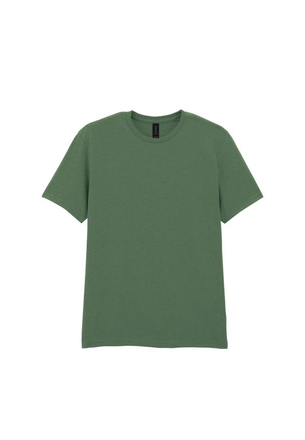 GILDAN - Bawełniana Koszulka Unisex Dla Dorosłych W Miękkim Stylu. Kolor: zielony. Materiał: bawełna. Sport: turystyka piesza