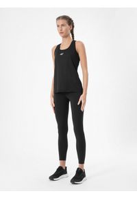 4f - Legginsy do biegania z wysokim stanem damskie. Stan: podwyższony. Kolor: czarny. Materiał: materiał, włókno. Długość: do kostek. Sport: fitness #1
