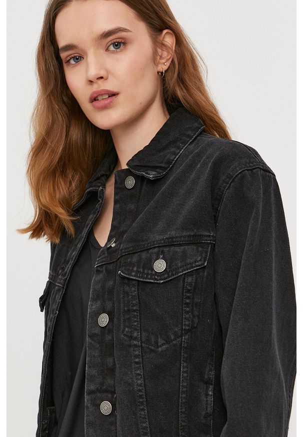 Vero Moda Kurtka jeansowa kolor czarny przejściowa. Okazja: na co dzień. Kolor: czarny. Materiał: jeans. Styl: casual