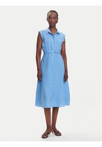 Marella Sukienka koszulowa Rodesia 2515221262 Błękitny Regular Fit. Kolor: niebieski. Materiał: len. Typ sukienki: koszulowe #1