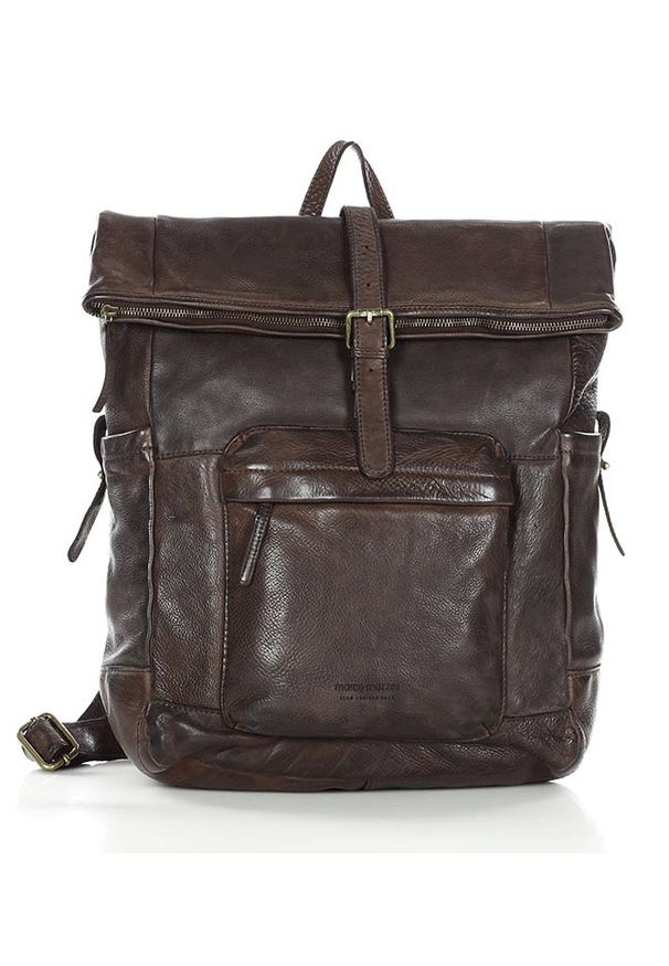 Plecak skórzany MARCO MAZZINI czekoladowy VS17c. Kolor: brązowy. Materiał: skóra