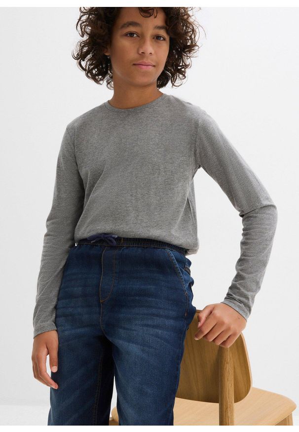 bonprix - Dżinsy ocieplane, regular fit, z podszewką dżersejową, straight. Kolor: niebieski