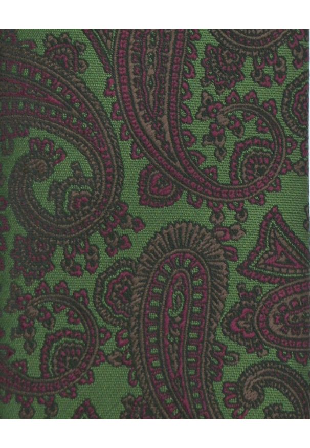 Krawat Męski - Angelo di Monti - Zielony, Duży Wzór Paisley. Kolor: zielony. Materiał: tkanina. Wzór: paisley. Styl: wizytowy, elegancki