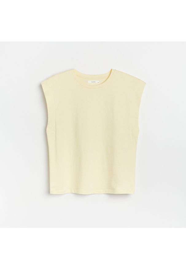 Reserved - Bawełniany t-shirt - Żółty. Kolor: żółty. Materiał: bawełna