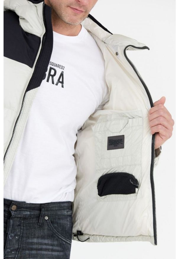 Blauer USA - BLAUER Szara kurtka męska Cooper z logo na kapturze, Rozmiar XXL. Kolor: szary