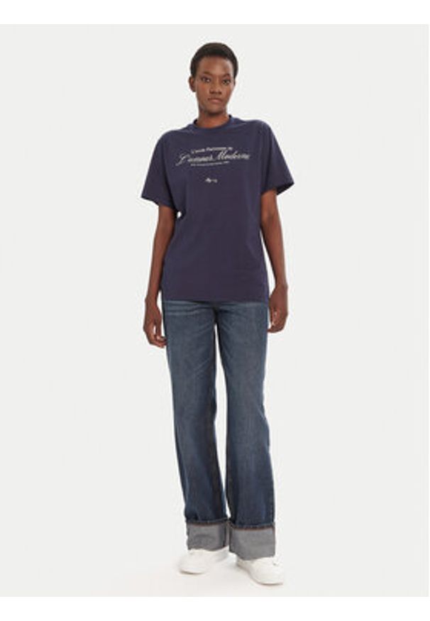 Hugo - HUGO Jeansy Gealena_2 50542144 Granatowy Wide Leg. Kolor: niebieski
