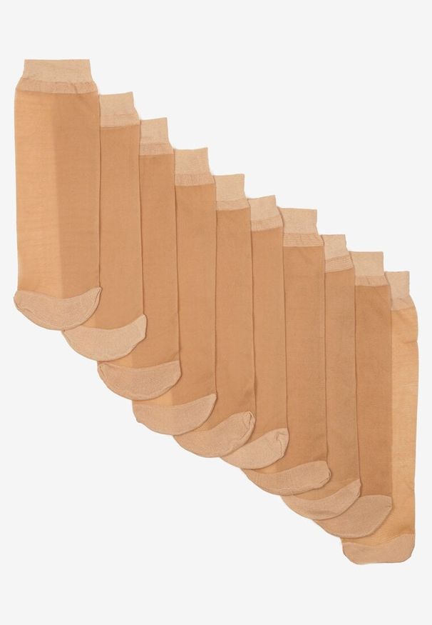 Renee - Beżowe Wiskozowe Skarpety Transparentne 10-pack Vivinna. Kolor: beżowy. Materiał: wiskoza